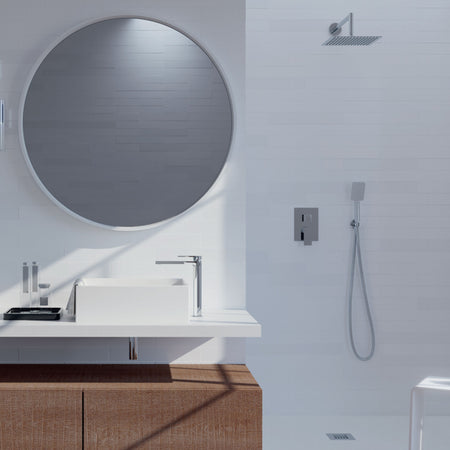 Kit doccia incasso 5pz Miscelatore Soffione 25x25 Braccio doccia Doccetta Flessibile Alpha