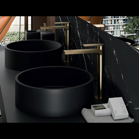 Miscelatore lavabo canna alta spazzolato finitura pvd ALPHA