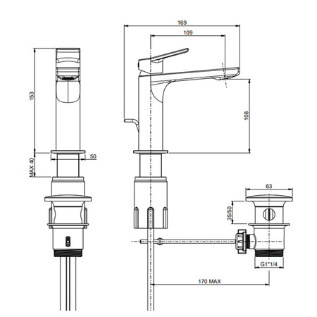 Miscelatore Lavabo Gintonic Cromato con scarico