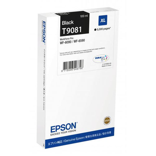 Epson C13T90814N cartuccia d'inchiostro 1 pz Originale Resa elevata [XL] Nero (Epson T9081 - XL - sort - original - b)