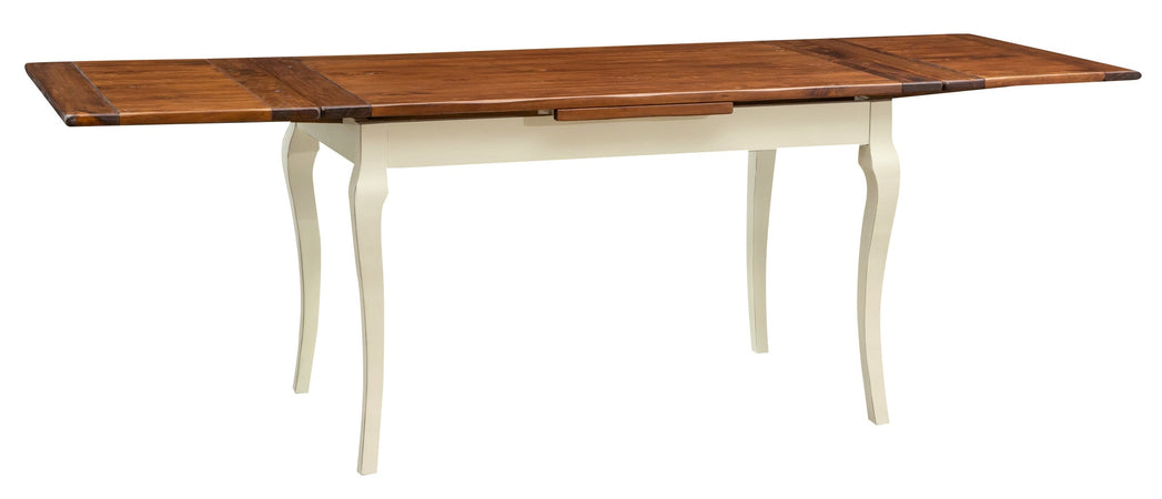 Biscottini Tavolo allungabile Country in legno massello di tiglio struttura bianca anticata piano noce Made in Italy