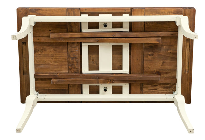 Biscottini Tavolo allungabile Country in legno massello di tiglio struttura bianca anticata piano noce Made in Italy
