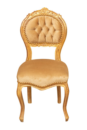 Biscottini Sedia poltroncina stile francese Luigi XVI in legno massello di faggio finitura oro