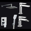 Kit miscelatori cromati Lavabo - Bidet - Kit Doccia ALPHA