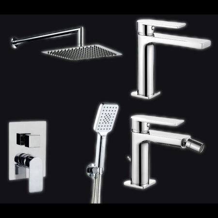 Kit miscelatori cromati Lavabo - Bidet - Kit Doccia ALPHA