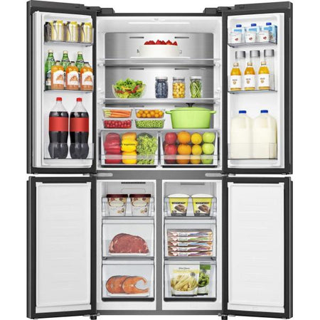 Hisense Frigo 4 Porte Total Nofrost 483lt E 80cm Black Inox Rq5p470safe