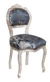 Biscottini Biscottini Sedia Poltroncina Luigi XVI Faggio Intagliato Argento Blu 45x42x90