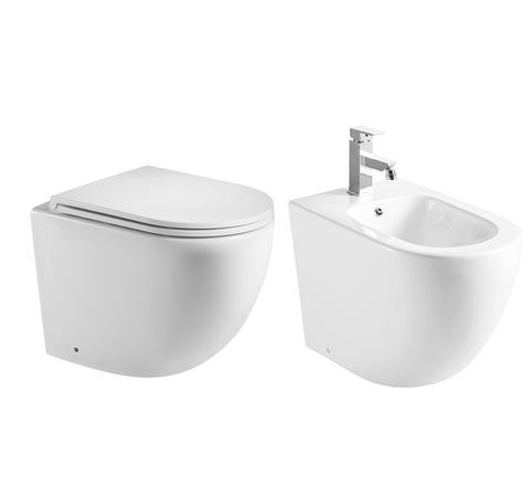 Coppia sanitari wc e bidet rimless scarico ciclonico MOON