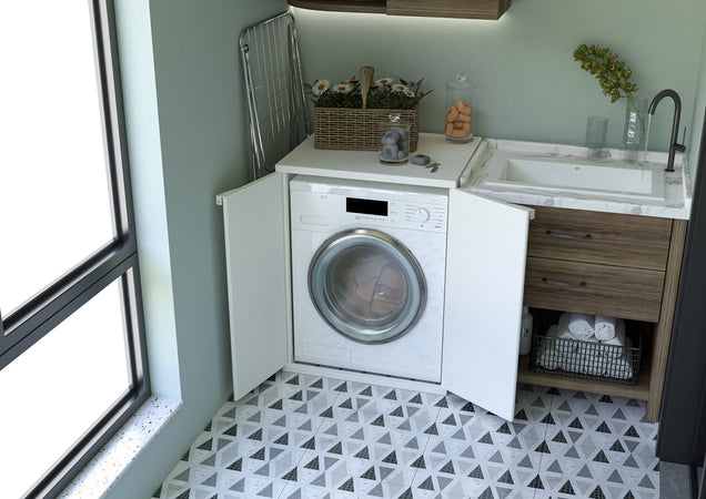 Mobile coprilavatrice in resina con sportelli per interni e esterni