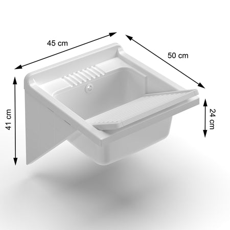 Vasca Lavatoio Lavanderia 45x50 in Resina Vasca Staffe Tavola