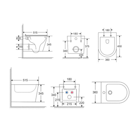 Coppia Sanitari Sospesi bidet e wc ciclonico RIVER
