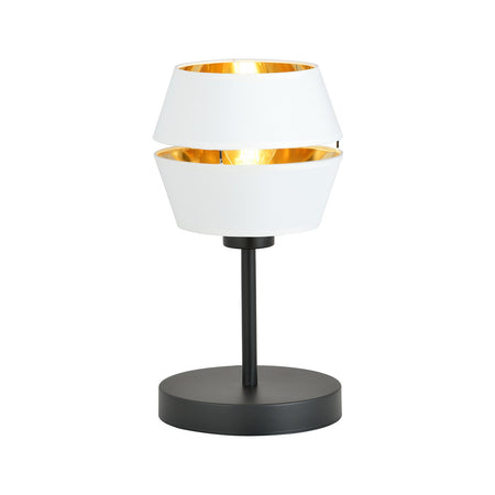 Lampada Da Tavolo Contemporanea 1 Luce Piano In Metallo Bianco E Oro