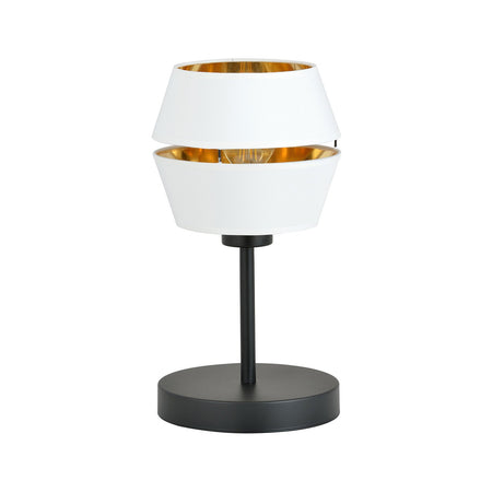 Lampada Da Tavolo Contemporanea 1 Luce Piano In Metallo Bianco E Oro