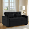 Divano 2Posti con Letto Apribile e Schienale Reclinabile Velluto Nero e Cuscini inclusi