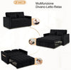 Divano 2Posti con Letto Apribile e Schienale Reclinabile Velluto Nero e Cuscini inclusi