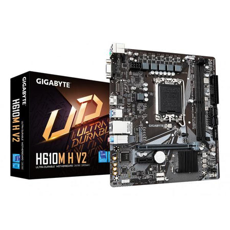 GIGABYTE H610M H V2 Scheda madre - Supporta processori Intel Core 14th CPUs, 4+1+1 Hybrid Digital VRM, up to 5600MHz DDR5, 1xPCIe 3.0 M.2, GbE LAN, USB 3.2 Gen 1 (GIGABYTE 1700 H610M H V2 D5 M-ATX)