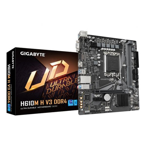 Gigabyte H610M H V3 DDR4 - 1.0 - scheda madre - micro ATX - socket LGA1700 - chipset H610 - USB 3.2 Gen 1 - Gigabit LAN - grafica integrata (CPU richiesta)