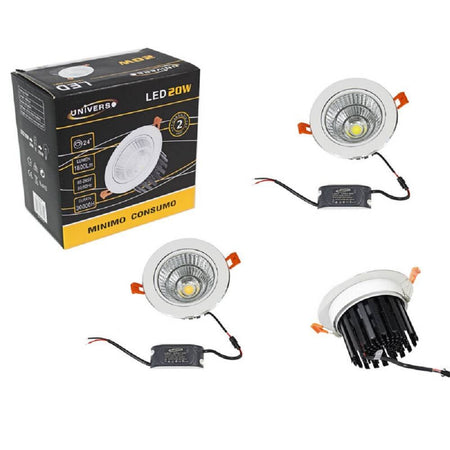 Faretto Incasso Led Cob 20 W Luce Fredda 6500k Calda 3000k Naturale 4000k P-120
