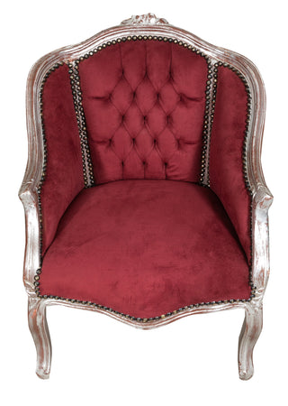 Biscottini Biscottini Poltrona Luigi XVI Francese Faggio Argento Anticato Seduta Bordeaux