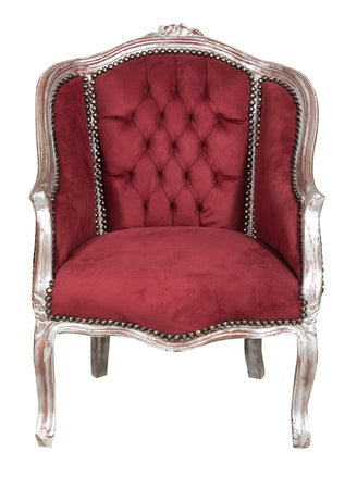 Biscottini Biscottini Poltrona Luigi XVI Francese Faggio Argento Anticato Seduta Bordeaux