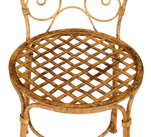 Biscottini Sedia Biscottini Ferro Battuto Esterno Giardino Pranzo Finitura Crema Anticata