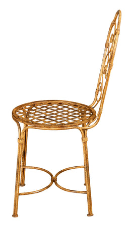 Biscottini Sedia Biscottini Ferro Battuto Esterno Giardino Pranzo Finitura Crema Anticata