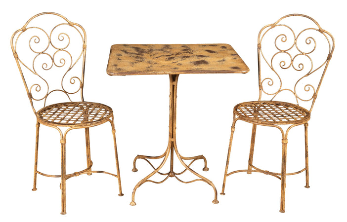 Biscottini Sedia Biscottini Ferro Battuto Esterno Giardino Pranzo Finitura Crema Anticata