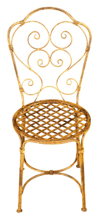 Biscottini Sedia Biscottini Ferro Battuto Esterno Giardino Pranzo Finitura Crema Anticata