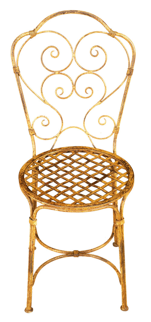 Biscottini Sedia Biscottini Ferro Battuto Esterno Giardino Pranzo Finitura Crema Anticata