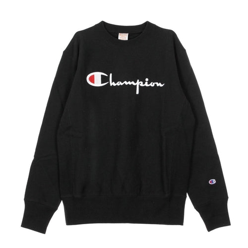 CHAMPION Felpa Girocollo Uomo Reverse Weave Big Logo Black da uomo