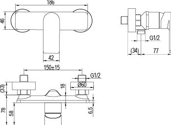 Miscelatore nero monocomando doccia Alpha nero con set (doccetta, flessibile e supporto)