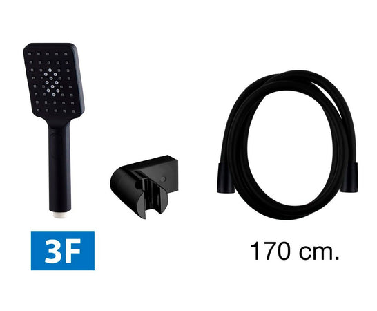 Miscelatore nero monocomando doccia Alpha nero con set (doccetta, flessibile e supporto)