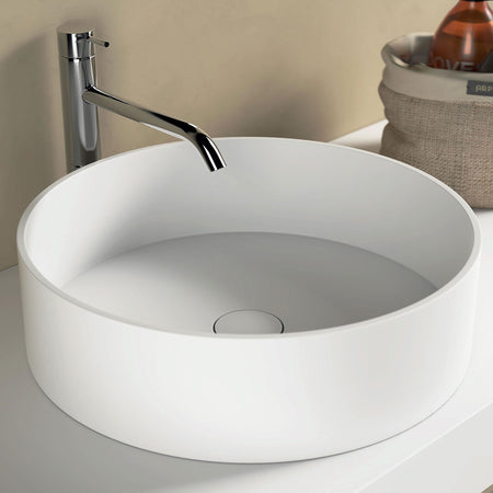 Lavabo bianco opaco tondo 38cm h10 Solid Surface BOWL