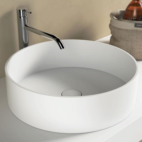 Lavabo bianco opaco tondo 38cm h10 Solid Surface BOWL