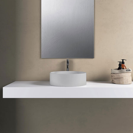 Lavabo da appoggio grigio chiaro opaco tondo 38cm h10 Solid Surface BOWL