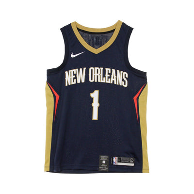 NIKE NBA Canotta Basket Uomo Nba Swingman Jersey Icon Edition No 1 Zion Williamson Neopel Road College Navy/club Gold da uomo