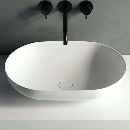 Lavabo da appoggio bianco opaco ovalato solid surface DUC