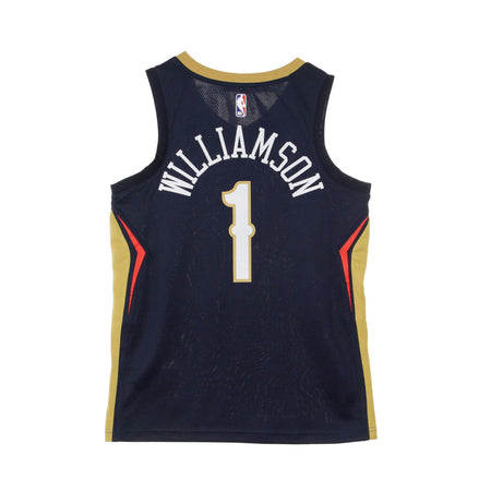 NIKE NBA Canotta Basket Uomo Nba Swingman Jersey Icon Edition No 1 Zion Williamson Neopel Road College Navy/club Gold da uomo