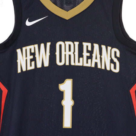NIKE NBA Canotta Basket Uomo Nba Swingman Jersey Icon Edition No 1 Zion Williamson Neopel Road College Navy/club Gold da uomo