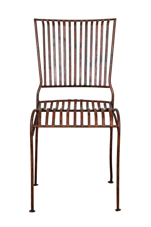 Biscottini Sedia in ferro battuto da esterno da giardino da pranzo finitura rosso anticata