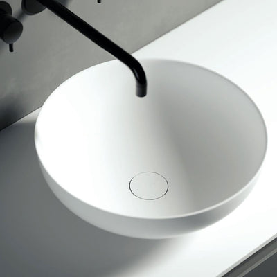 Lavandino da appoggio bianco opaco solid surface SWAN