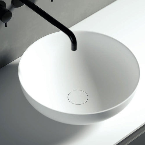 Lavandino da appoggio bianco opaco solid surface SWAN