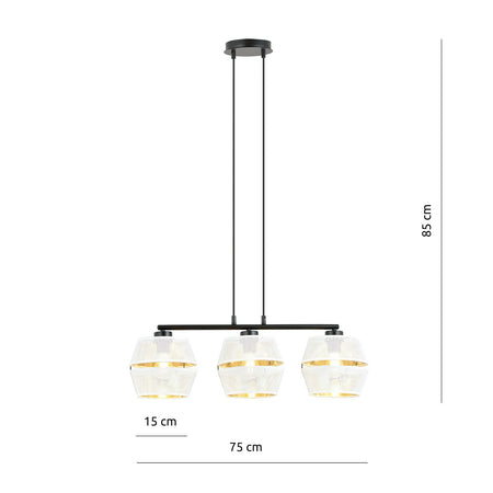 Sospensione Contemporanea 3 Luci Malia In Metallo Bianco E Oro