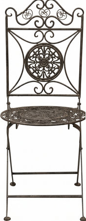 Biscottini Sedia in ferro battuto pieghevole da esterno da giardino da pranzo finitura ruggine anticata L39xPR39xH96 cm