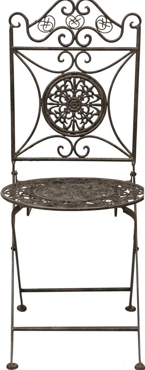 Biscottini Sedia in ferro battuto pieghevole da esterno da giardino da pranzo finitura ruggine anticata L39xPR39xH96 cm