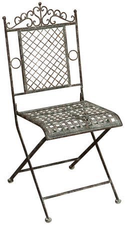 Biscottini Sedia Biscottini in ferro battuto pieghevole 96x49x41 ruggine anticata stile