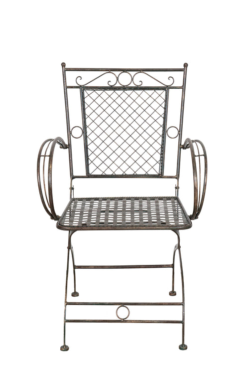 Biscottini Biscottini Sedia Poltrona Braccioli Ferro Battuto Ruggine Anticata 60x51x96