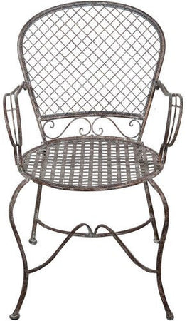 Biscottini Sedia poltrona con braccioli in ferro battuto finitura ruggine anticata 57x55x95 cm