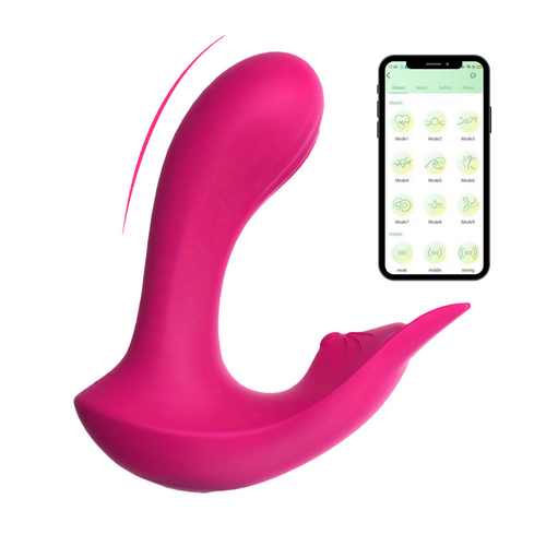 Vibratore Doppia Stimolazione Orina in Silicone 2in1 Punto G e Clitoride con App