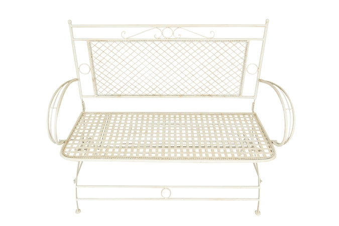 Biscottini Biscottini Divanetto Panchina Ferro Battuto Bianco Anticato 120x52x79 Giardino